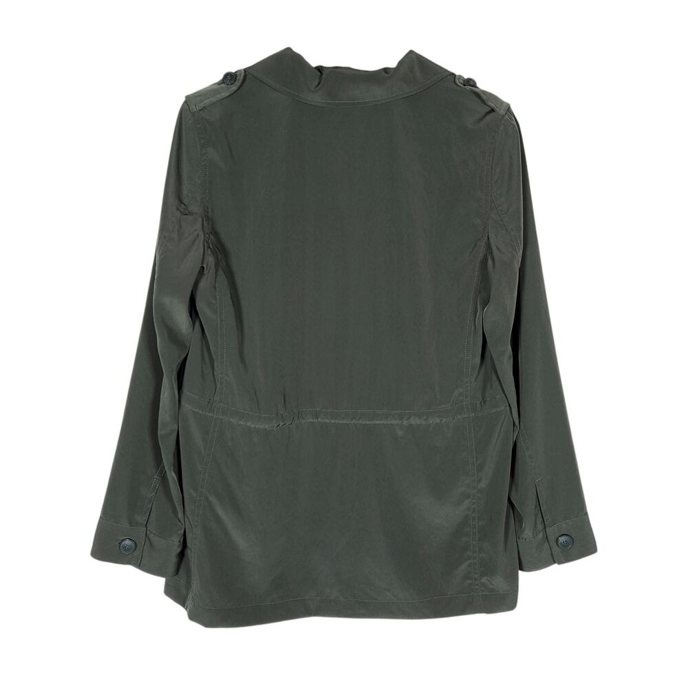 Chicos Utility Jacket 0 Small Green Button Front Coastal Military Chic Casual - Picture 10 of 16